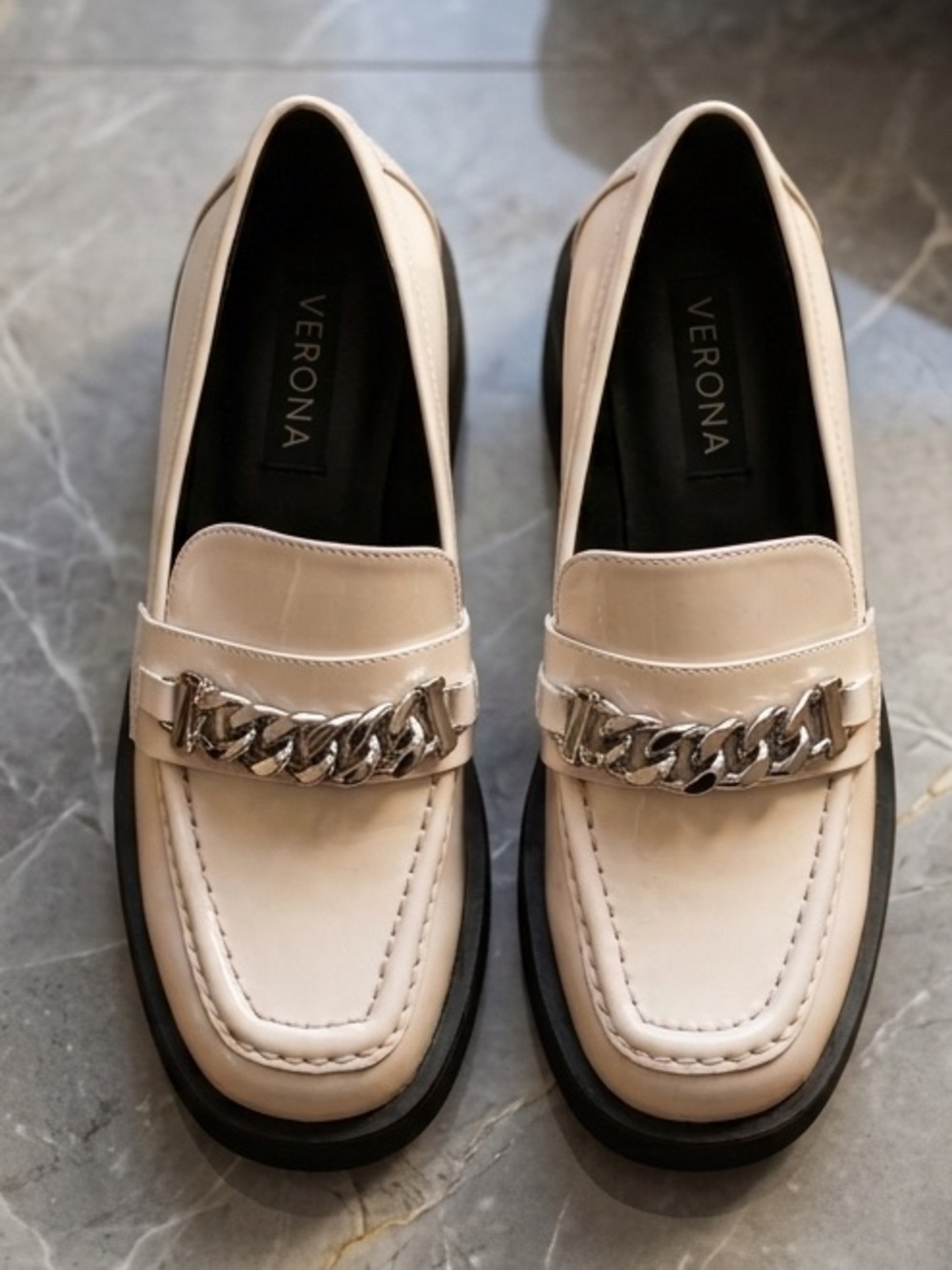 Aqua White Leather Loafers  (NWOT)